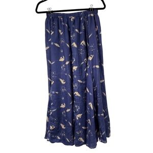 Uniform John Paul Richard Floral Silk Skirt Petites Small S Blue